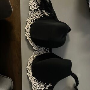 Elegant Black and White Lace Bra
